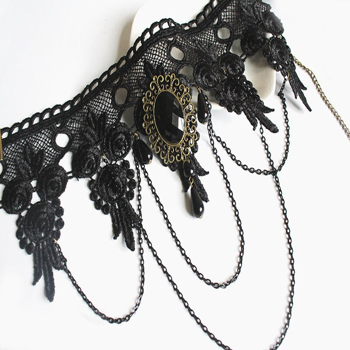 Gothic Victorian Black Lace Necklace